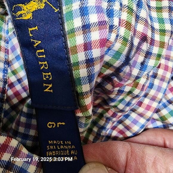 Ralph Lauren Polo Shirt Mens Sz L Multicolor Gingham Check Button Down Blue Pony - Picture 4 of 9